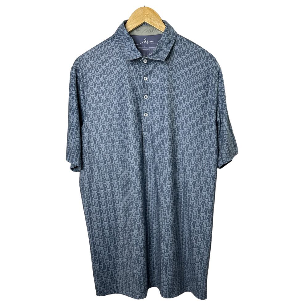 Boston Scott Golf Modern Fit Short Sleeve Gray Print Polo Shirt Men's Large